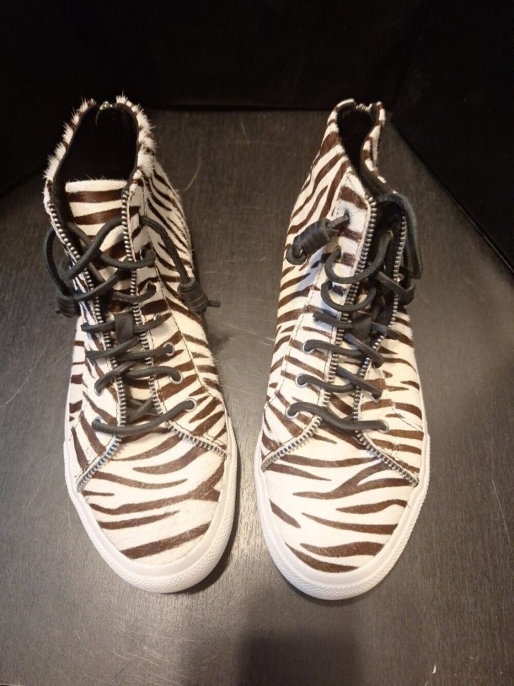 Rebecca Minkoff x Sperry Pony Hair Zebra Print High-Top Sneakers Women’s Shoes N